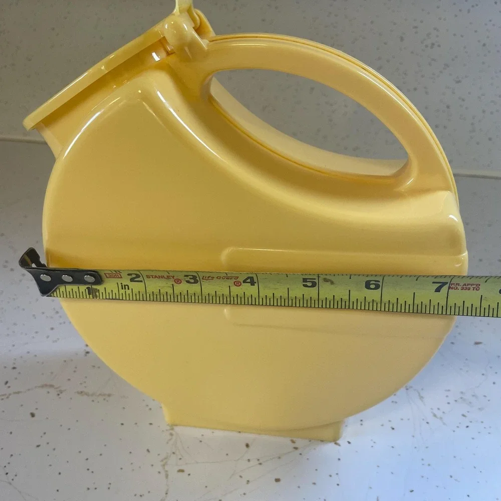 VTG 50s Art Deco Canary Yellow Plastic Disc Pitcher Mid-Century Atomic Retro